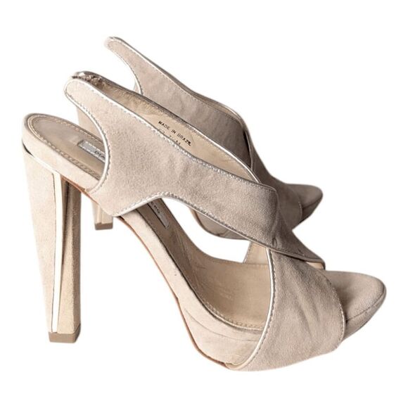 DIANE VON FURSTENBERG Julia Suede Platform Heels Size 7.5 - Picture 3 of 8